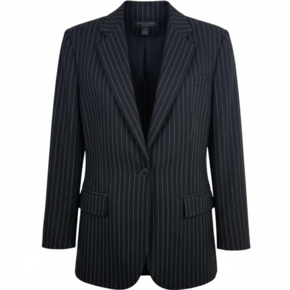 Ralph Lauren Black Label Wool Pinstripe Blazer Tailored Italy Black 8